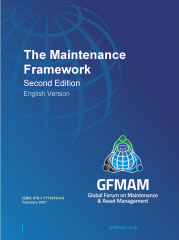 Blue cover image with GFMAM logo and title Maintenance Framework Second Edition English