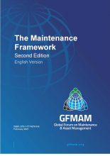 Blue cover image with GFMAM logo and title Maintenance Framework Second Edition English