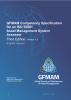 Title page with GFMAM logo on a blue background, GFMAM Competency Specification for an ISO 55001 Asset Management System Assessor, Third Edition, V 1.0, English